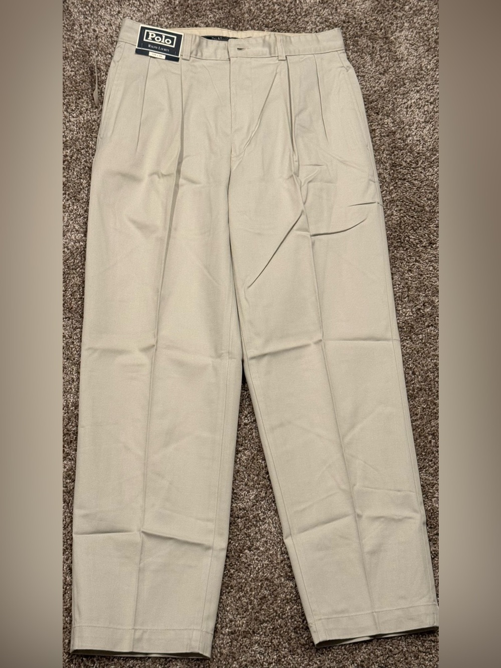 Polo by Ralph Lauren Pleated Men's Chinos — Light Beige